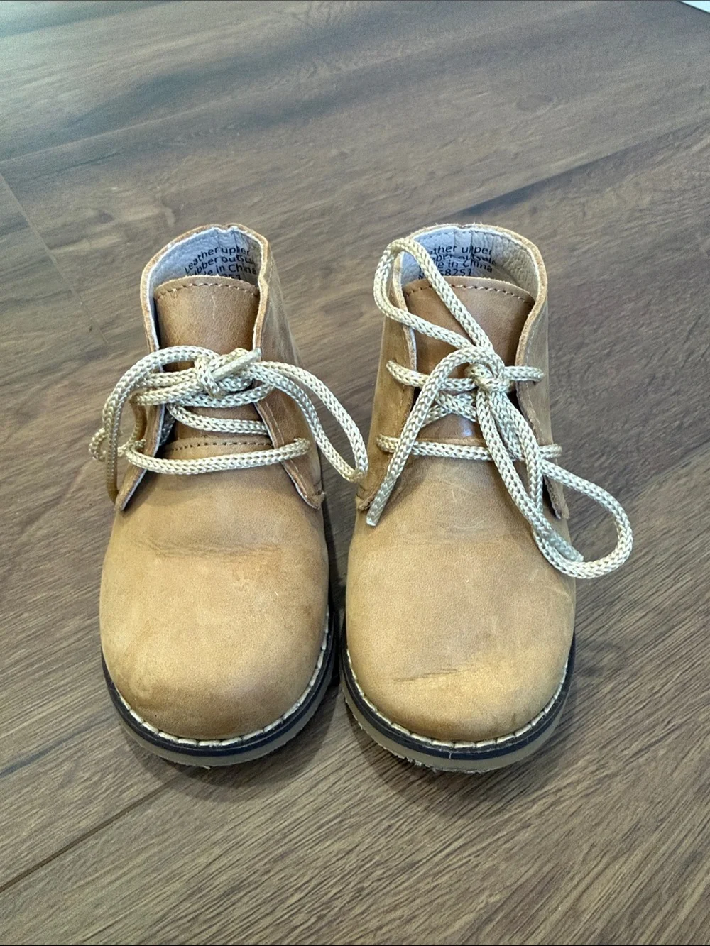 Kids Tan Lace-Up Ankle Boots - Casual Comfort